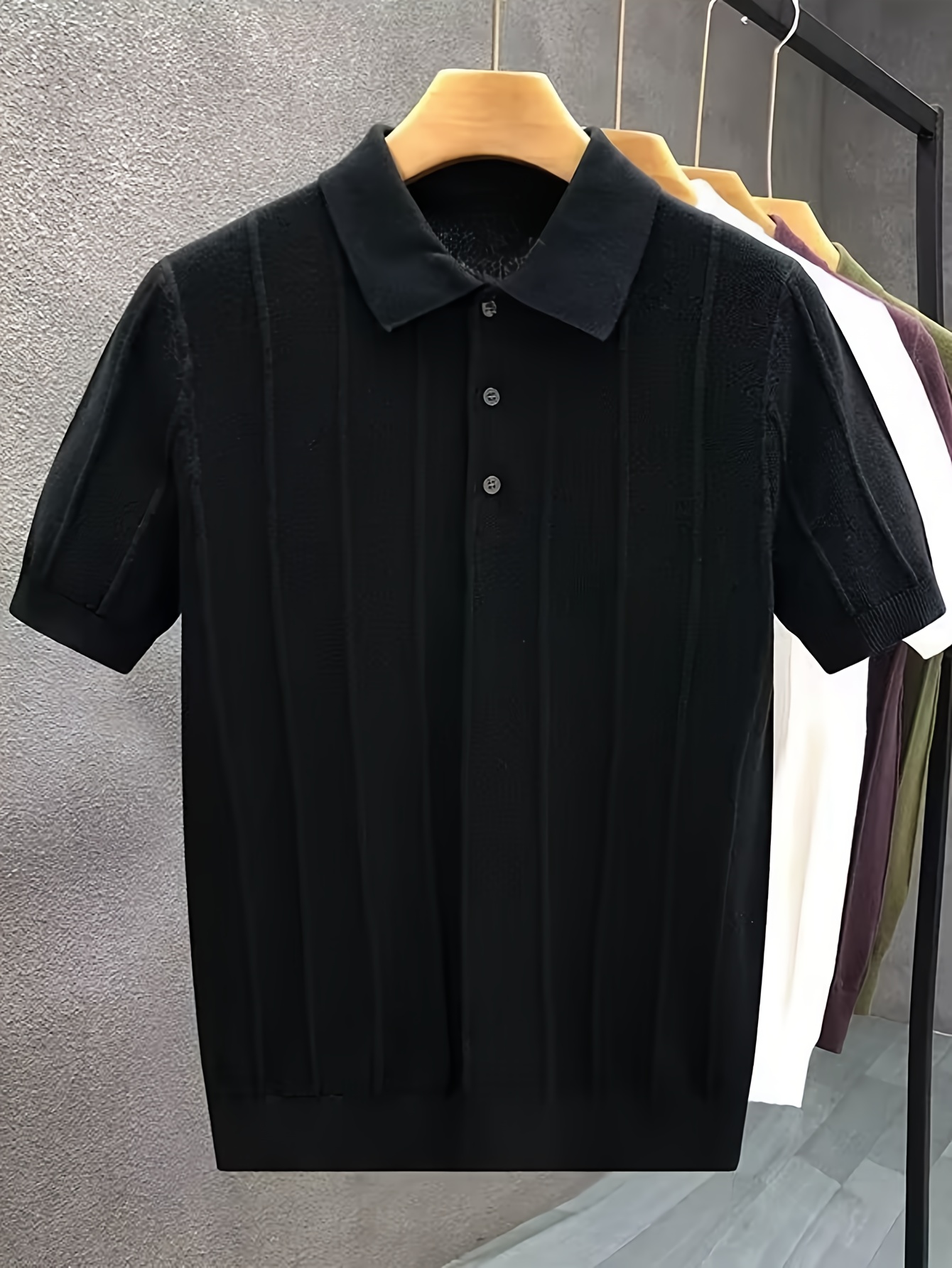 Polo Shirt Pique - Erkekler İçin Lüks Dikey Çizgili Dokulu