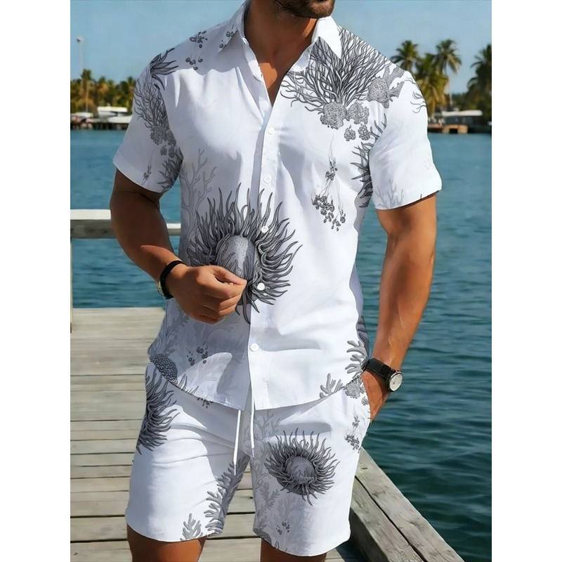 Resort Shirt Floral - Erkek Çiçekli Hawaii Gömlek ve Şort