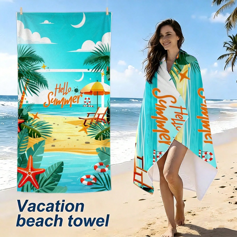 Beach Towel Large - Boho Çiçekli Deniz Kabuğu Palmiye Yaprağı