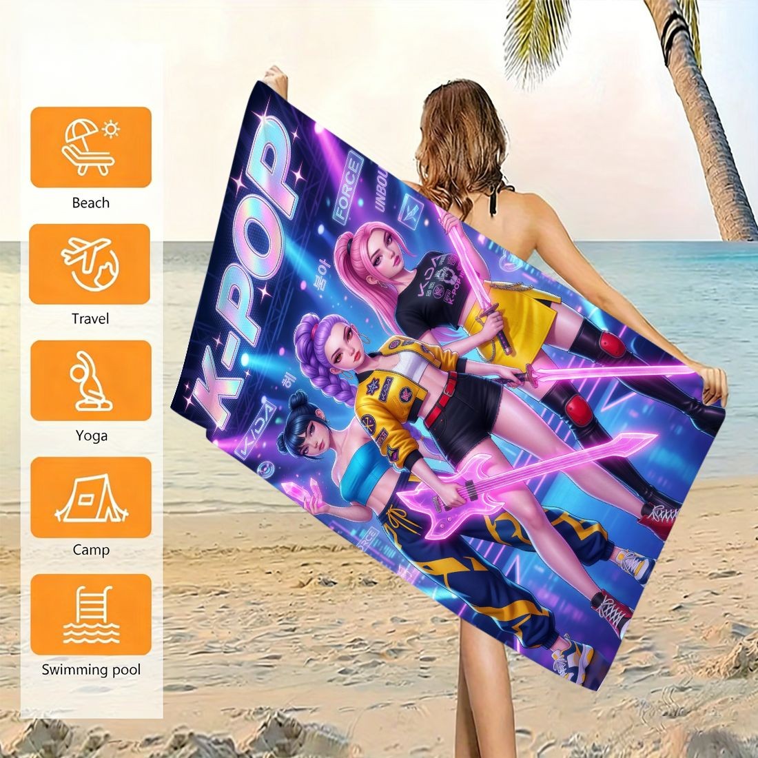 Beach Towel Large - K-Pop Idol Baskılı Büyük Boy Plaj
