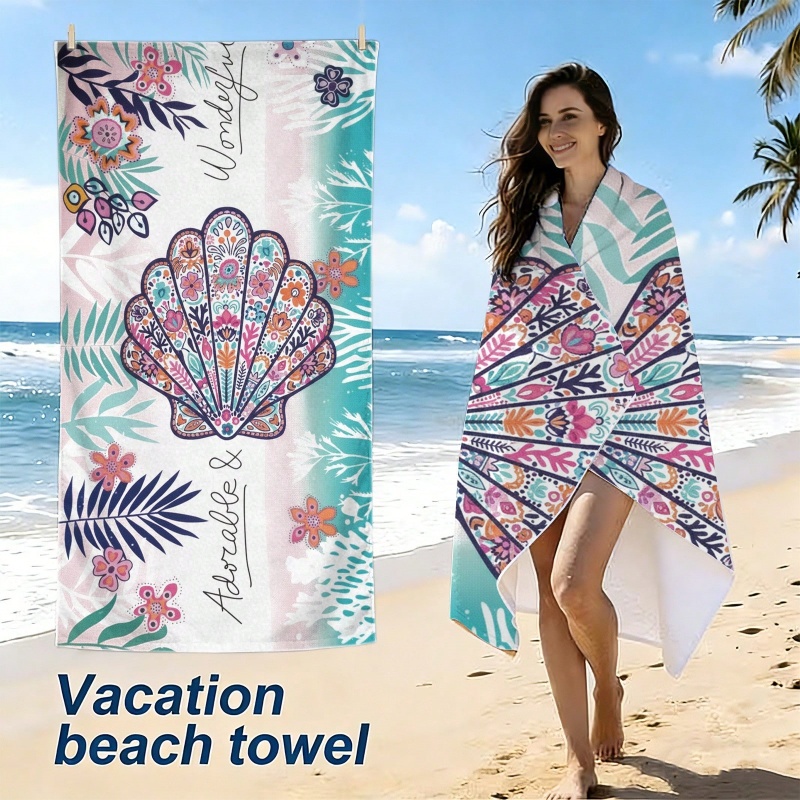 Boho Çiçekli Deniz Kabuğu Palm - Beach Towel Large incelemesi ve fiyatı