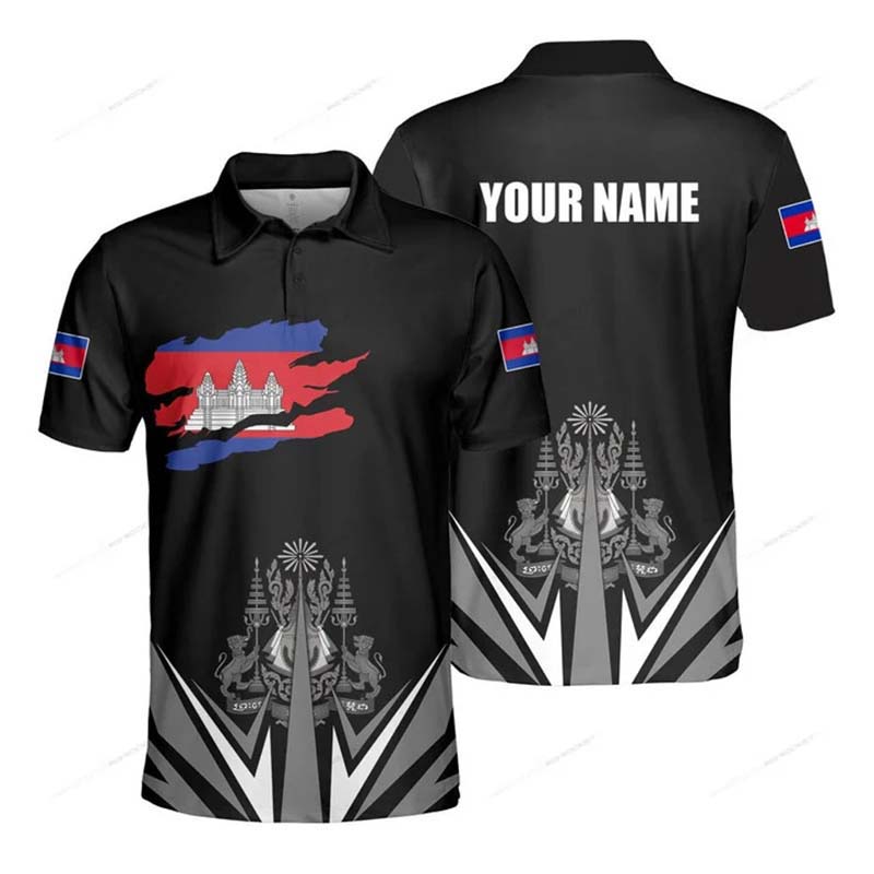 Özel Ad Kamboçya Bayrağı Grafi - Shirt Camp Collar incelemesi ve fiyatı