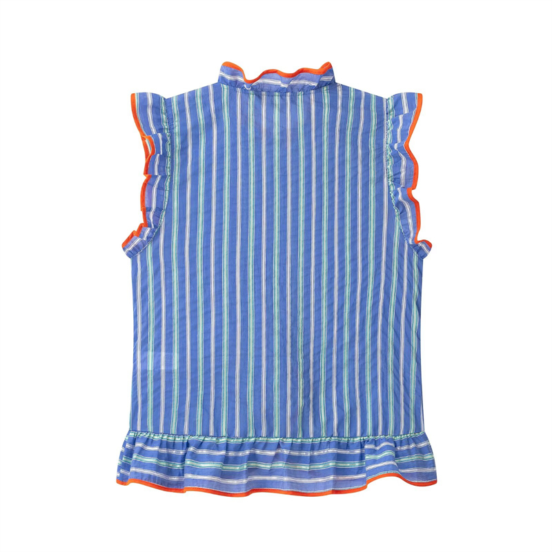 Kadınlar için mavi dikey çizgi - Shirt Camp Collar incelemesi ve fiyatı