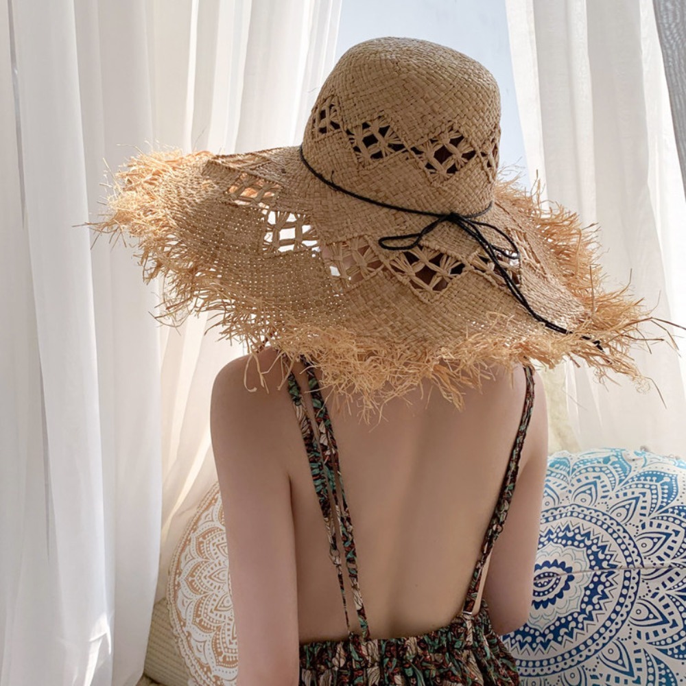 New Large Wide Brim Straw Hat  - Bucket Hat Straw incelemesi ve fiyatı