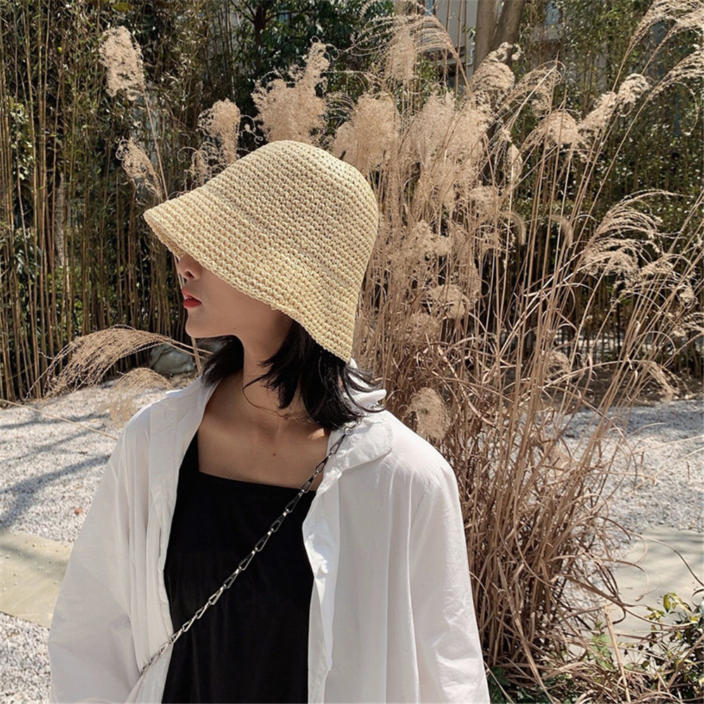 Sıcak kadın moda yazlık şapka  - Bucket Hat Straw incelemesi ve fiyatı