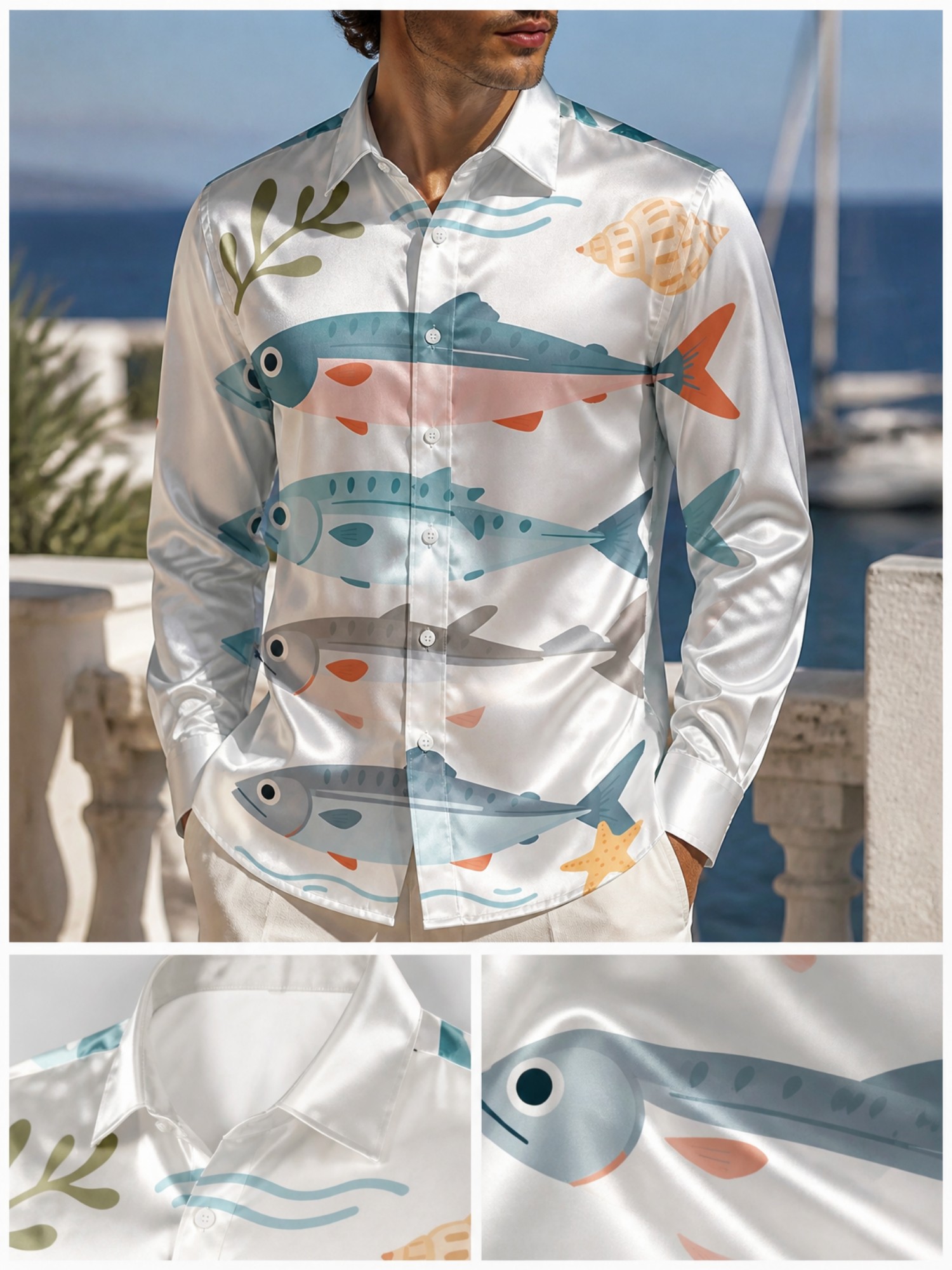 Erkek Lüks Saten Uzun Kollu Ya - Resort Shirt Floral incelemesi ve fiyatı